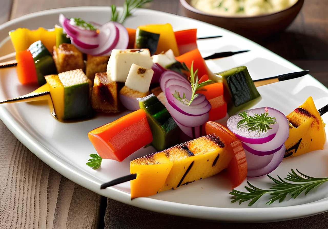 Grilled Cheese & Vegetable Skewers