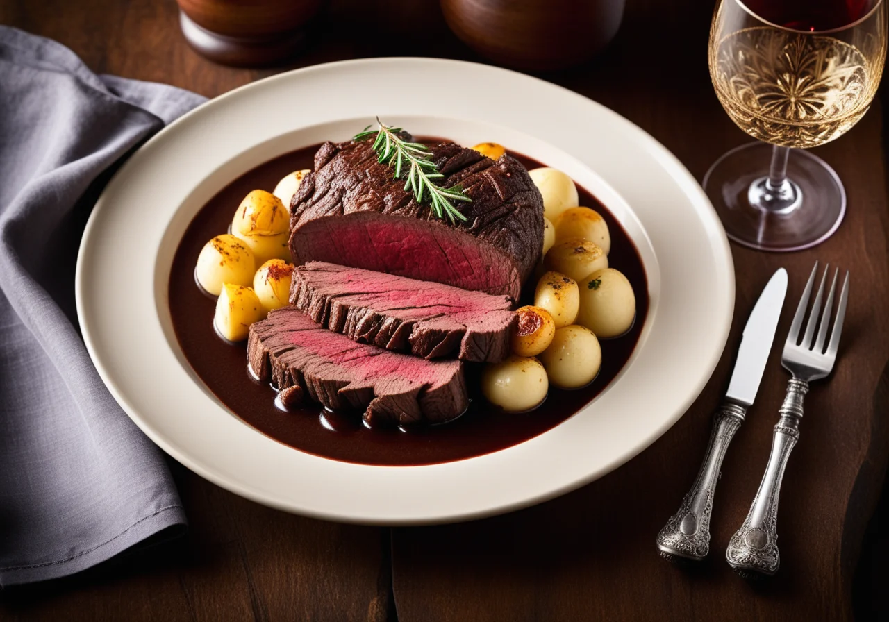 Venison Roast with Wine Sauce