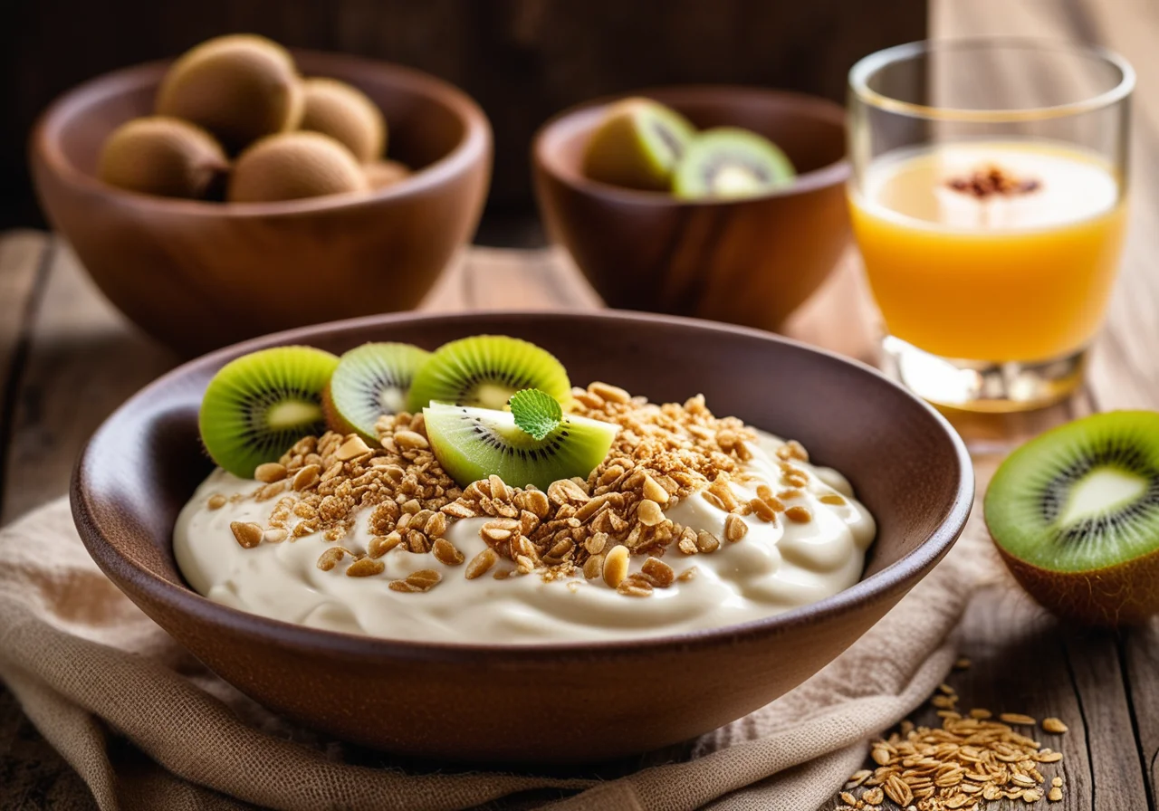 Kaki Yogurt with Millet Flakes