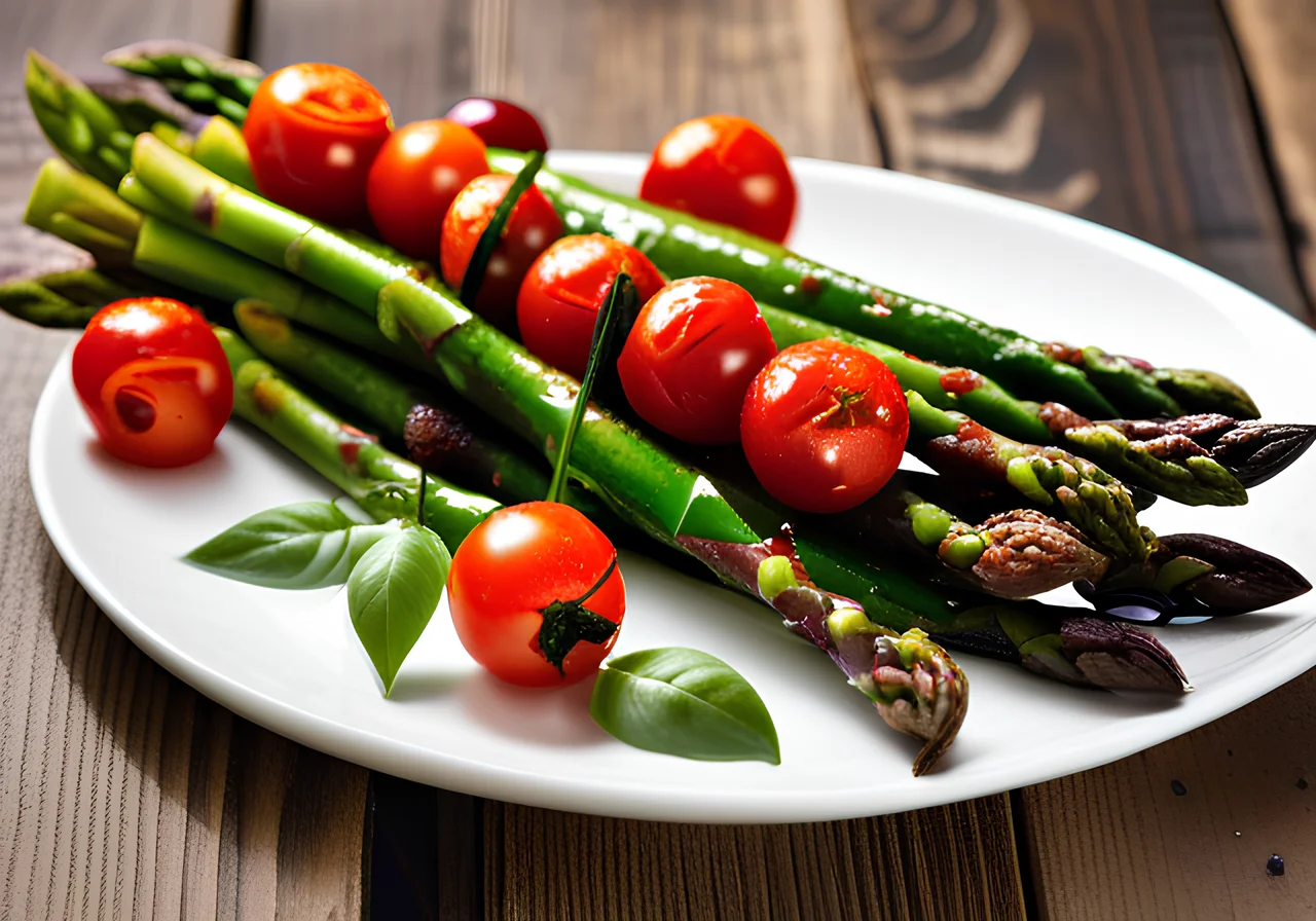Pan‑fried Asparagus with Tomatoes