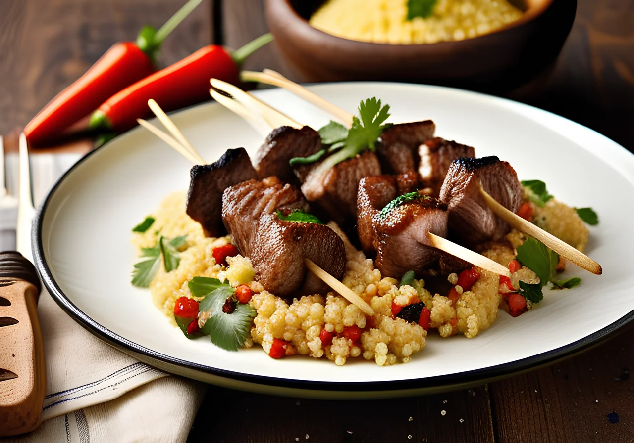 Grilled Meat Skewers with Couscous