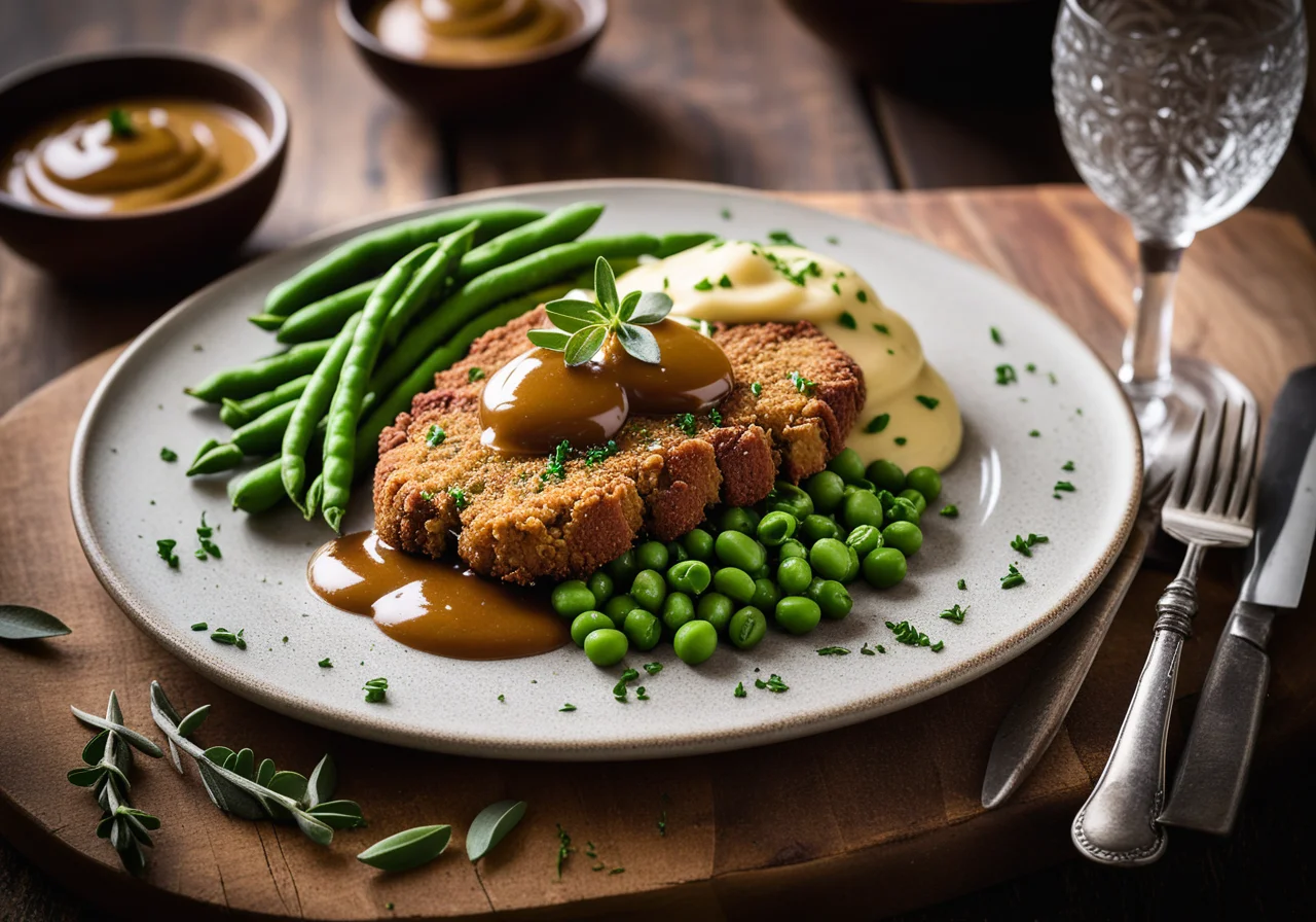 Schnitzel with Potato Pea Purée