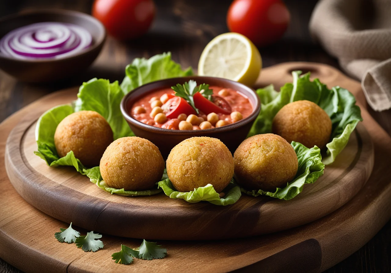 Wraps with Chickpea Balls and Tomato Salsa