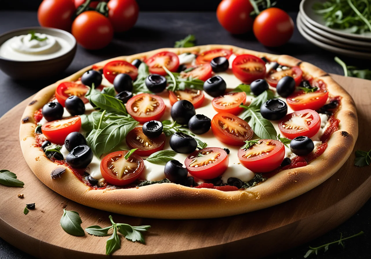 Pizza with Tomatoes and Arugula