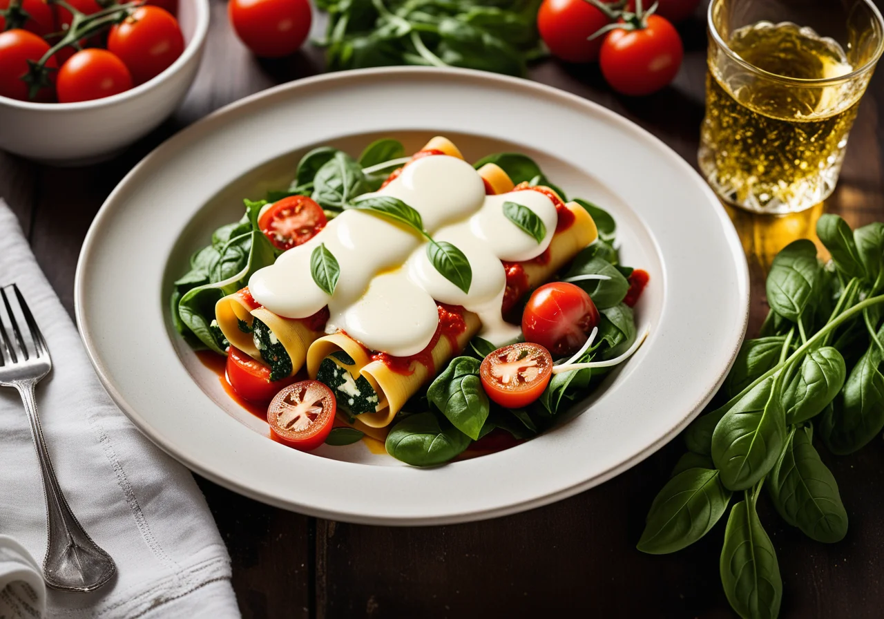Cannelloni stuffed with spinach and ricotta