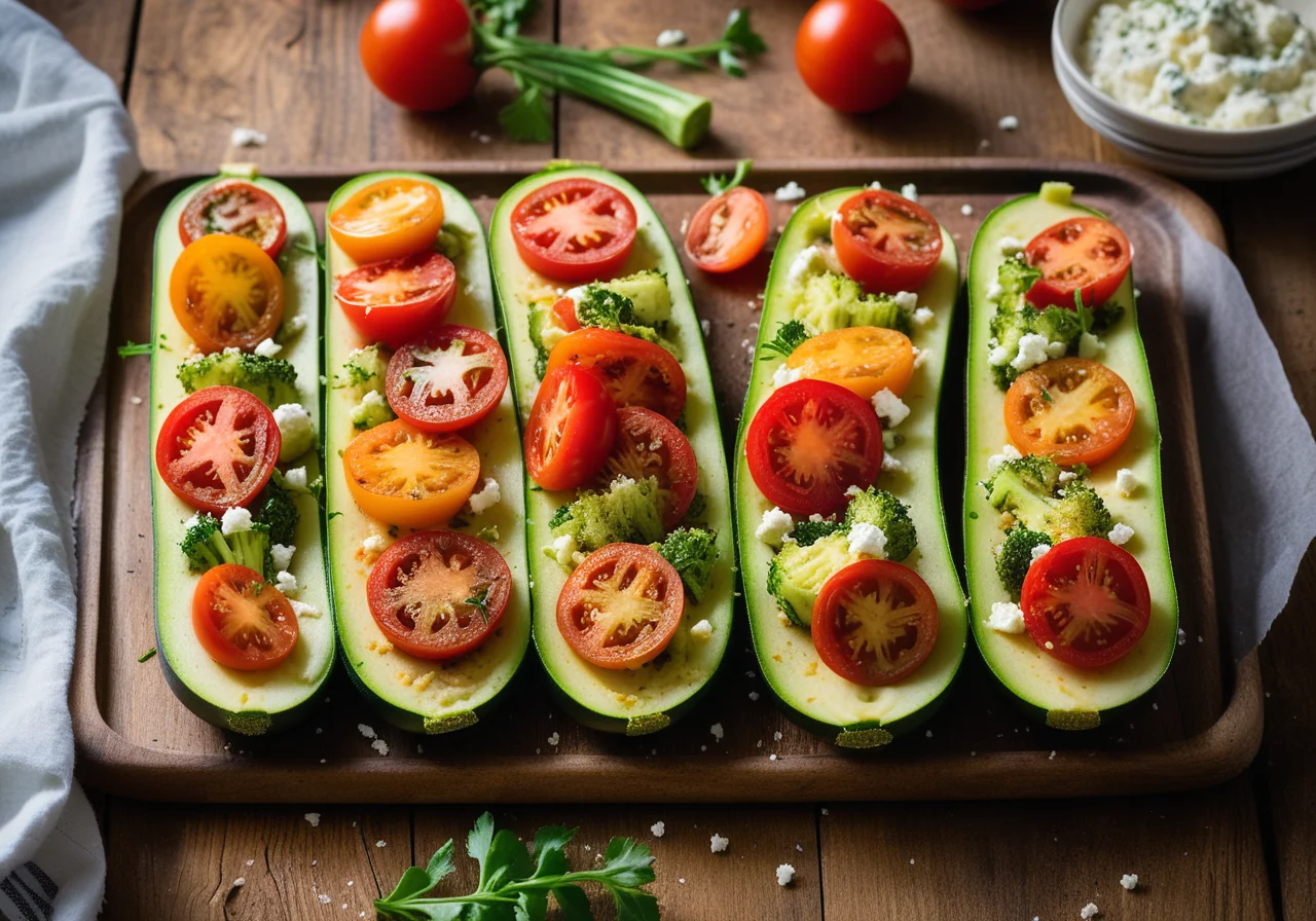 Zucchini with Vegetable-Feta Filling