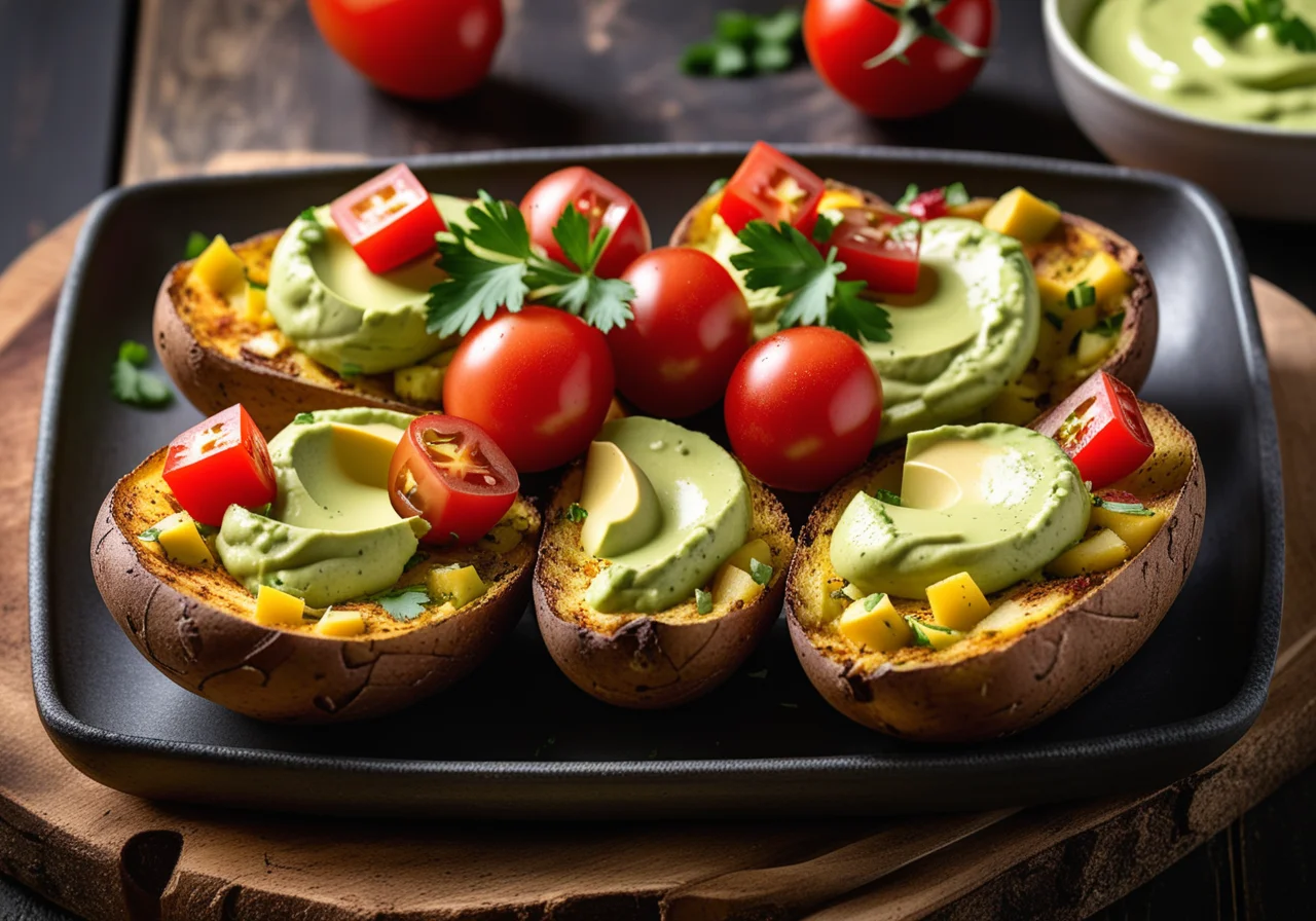 Baked Potatoes with Avocado Cream