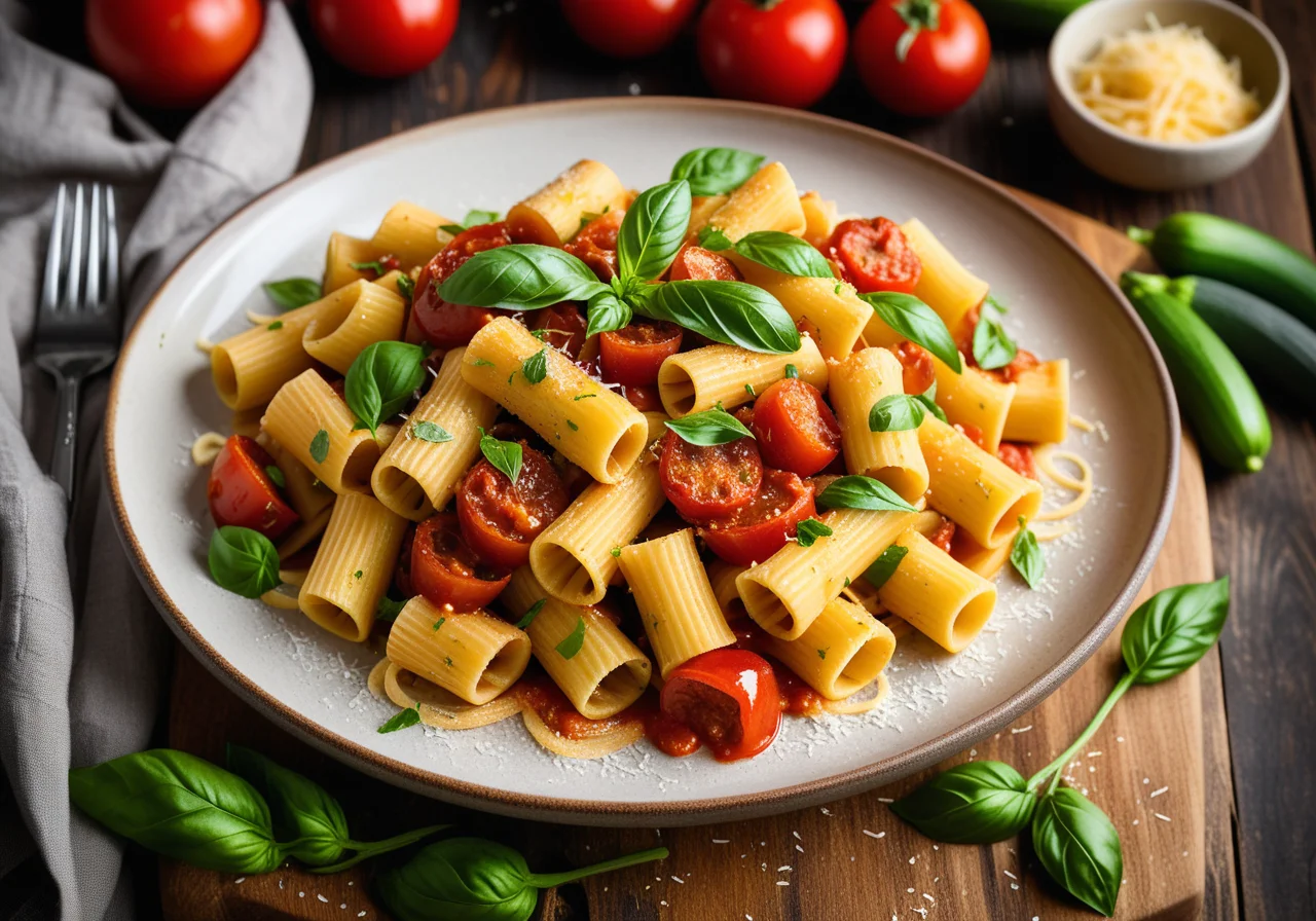 Pasta with Zucchini Tomato Sauce