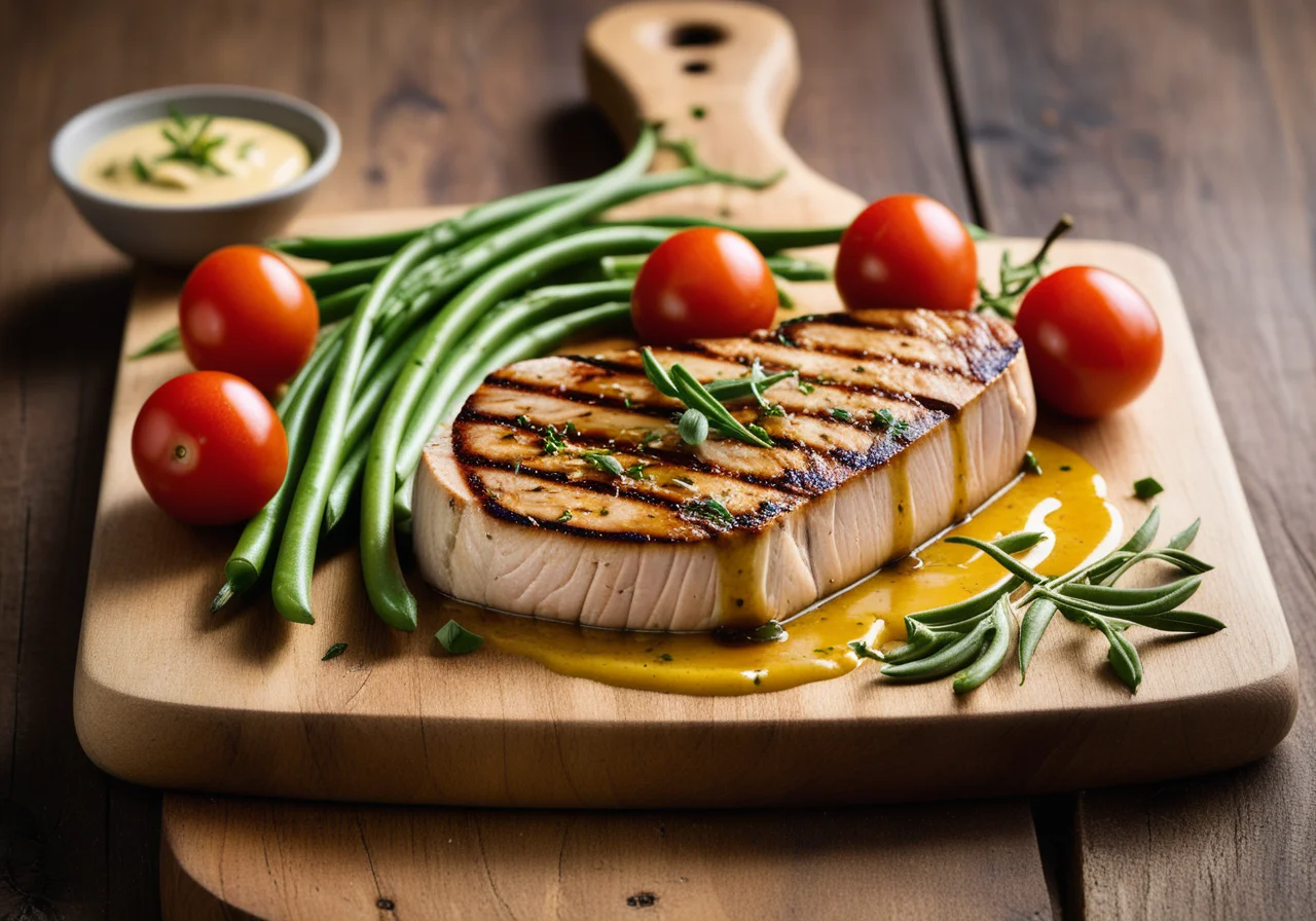 Swordfish Steak with Green Bean Tomato Salad