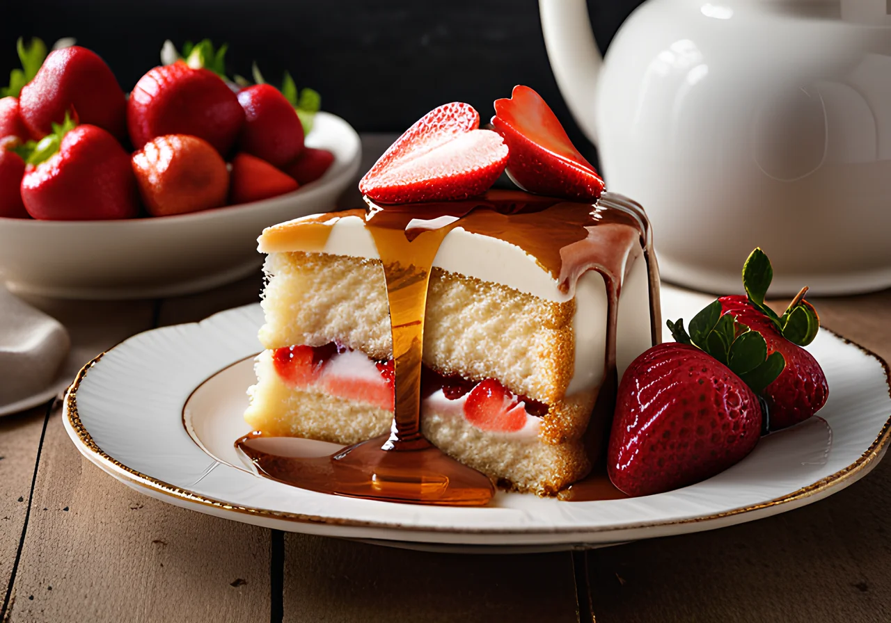Strawberry Cake with Vanilla Cream