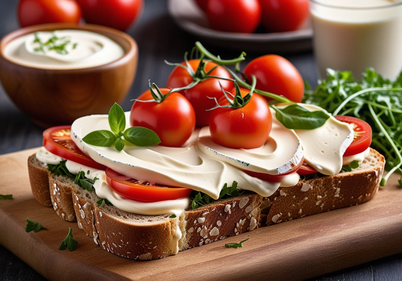 Tomato and Cream Cheese Sandwiches