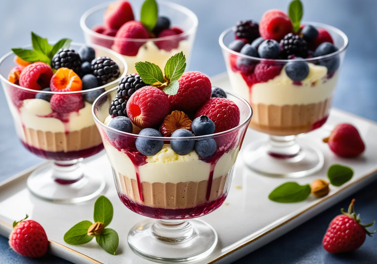 Berry Salad with Ice Cream and Cups