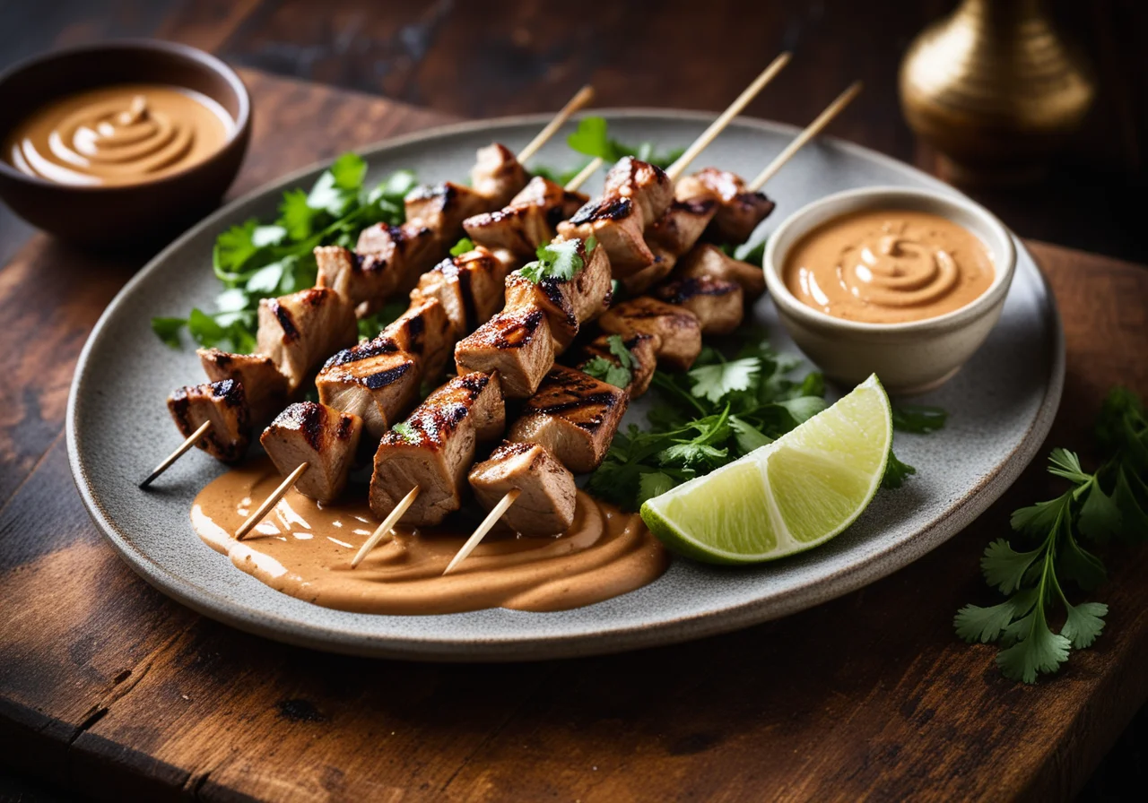 Sate Rabbit Skewers with Peanut Sauce