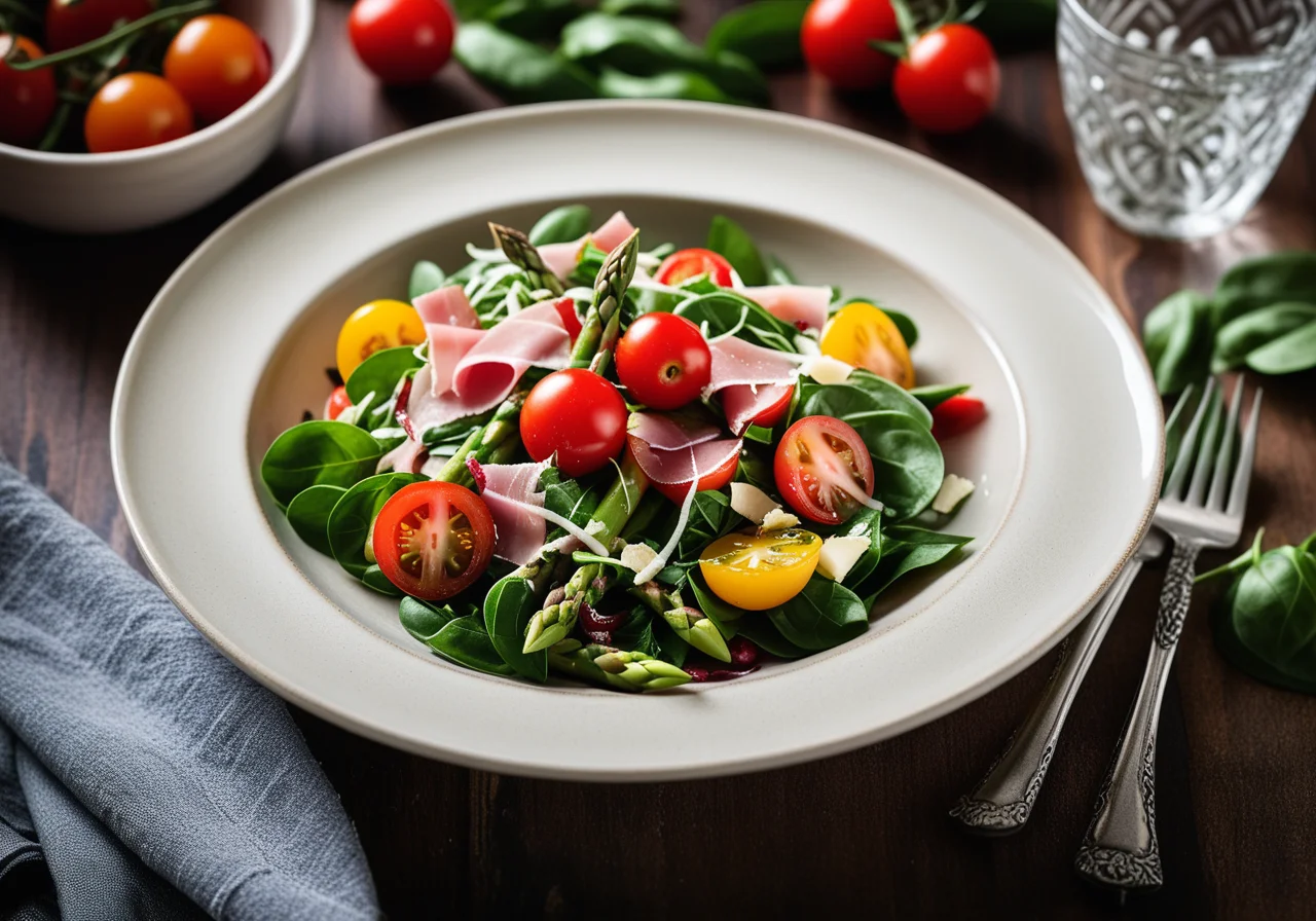 Asparagus Salad with Spinach and Serrano Ham