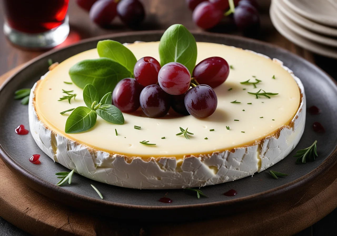 Goat Camembert with Grapes and Lamb's Lettuce