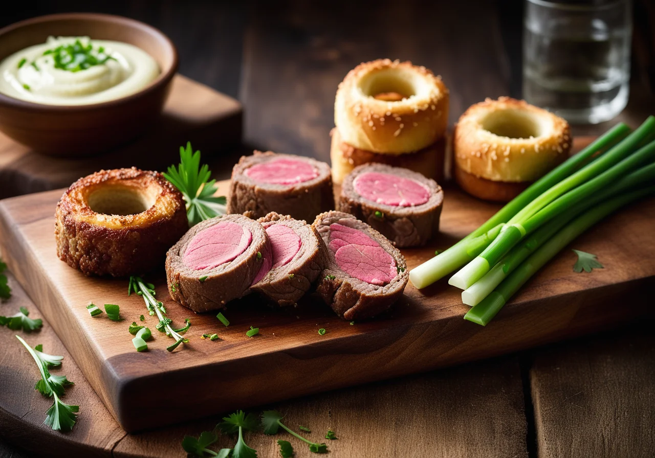 Beef and Veal Fillet Roll with Spring Onions
