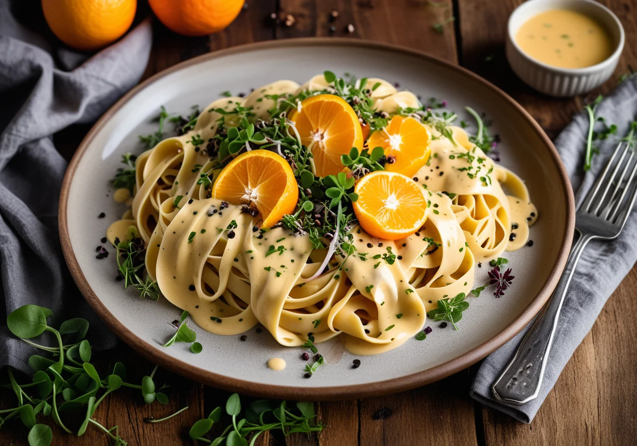 Stuffed Pasta with Meat, Bell Pepper and Orange