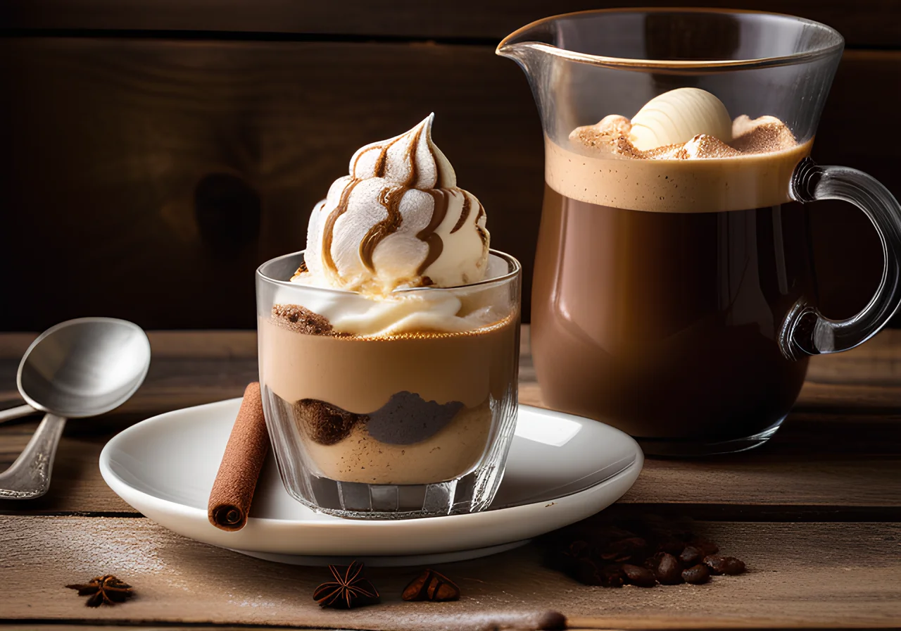 Iced Coffee with Coffee Ice Cream, Cookie, and Cream