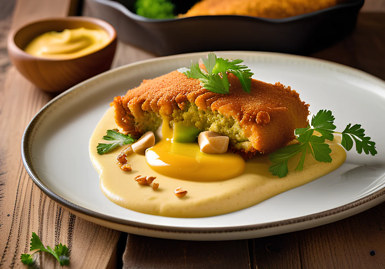 Stuffed Celery-Cheese Schnitzels in Walnut Coating