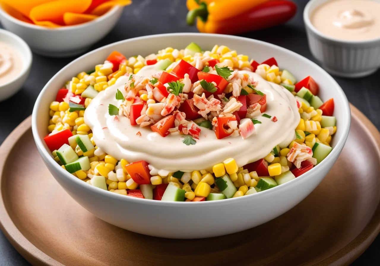 Corn and Pepper Salad with Crab Meat