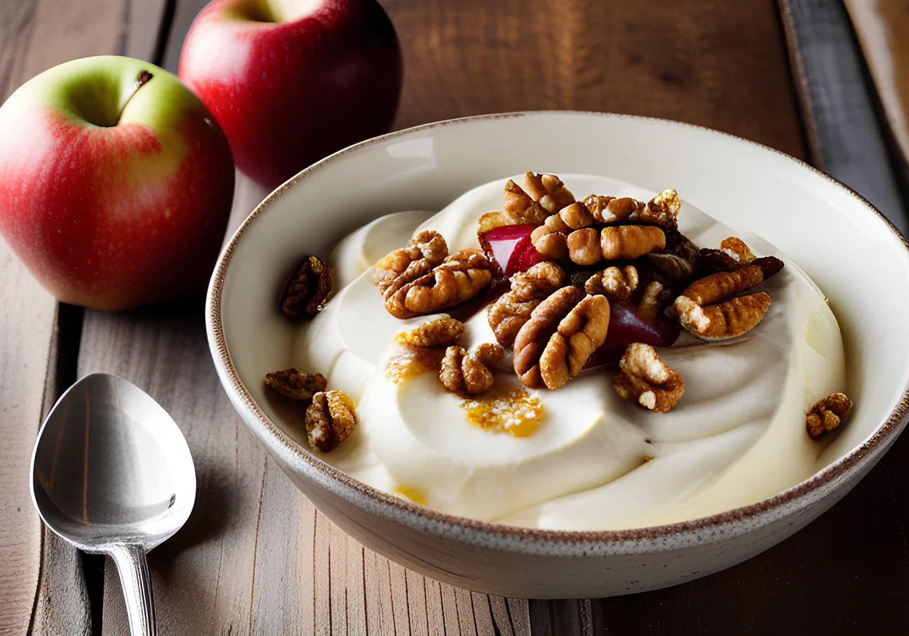 Apple Quark Bowl with Flaxseed Oil and Walnuts