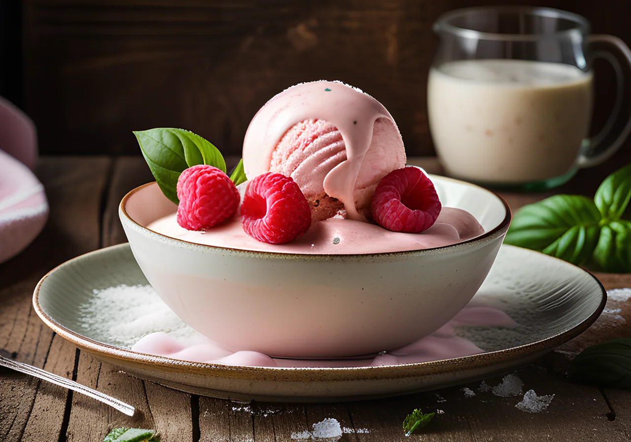 Raspberry Ice Cream with Coconut Milk