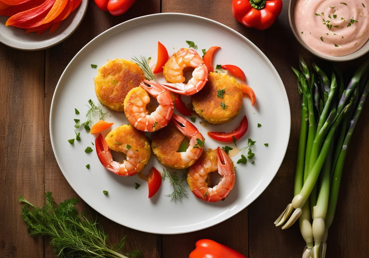Potato Patties with Giant Shrimp