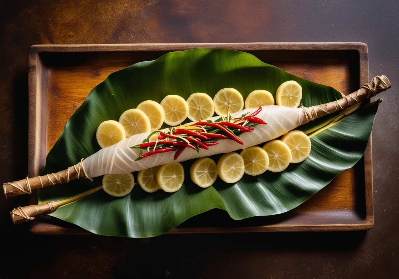 Sturgeon in Banana Leaf