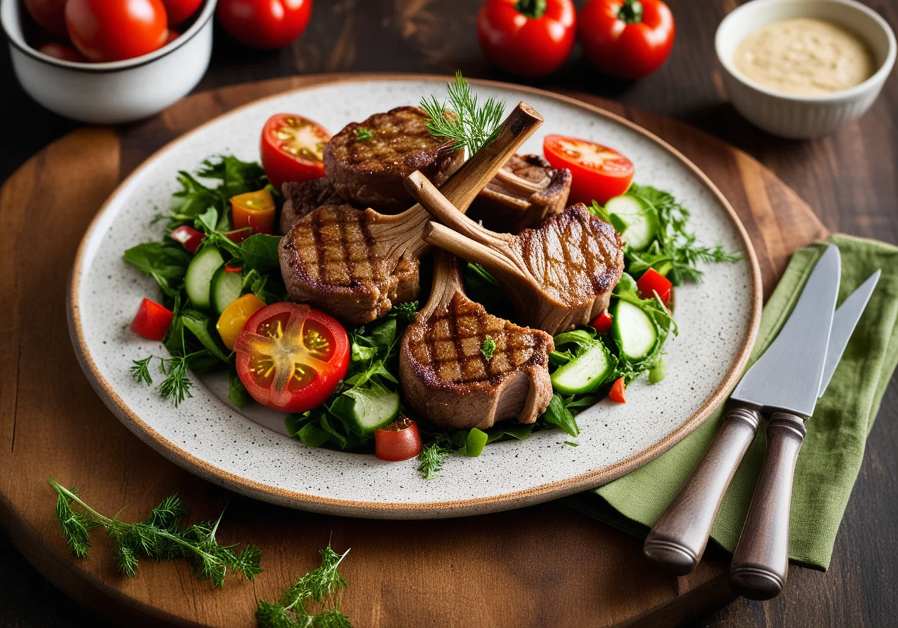 Lamb chops with salad