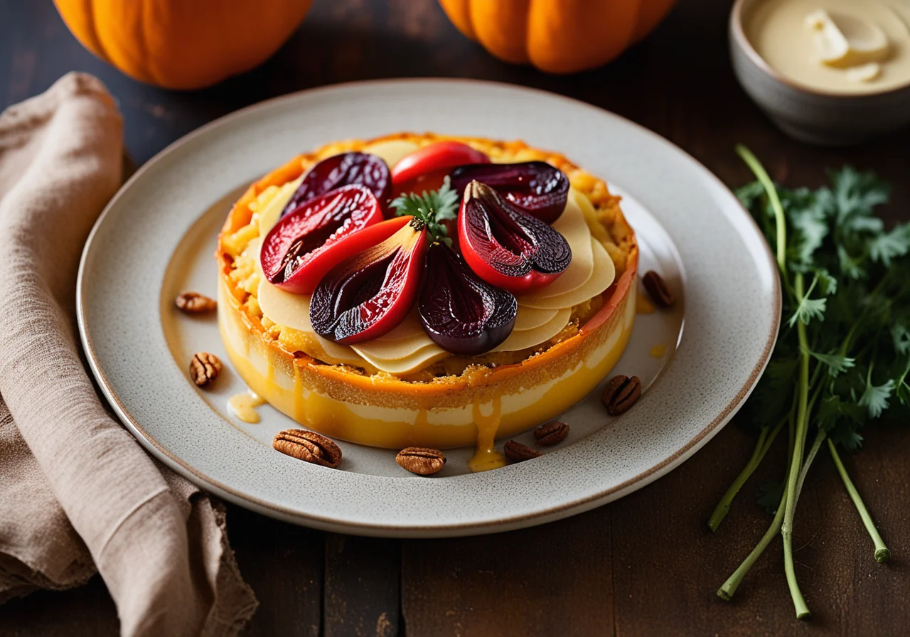 Quince with Pumpkin-Leek Filling on Cabbage