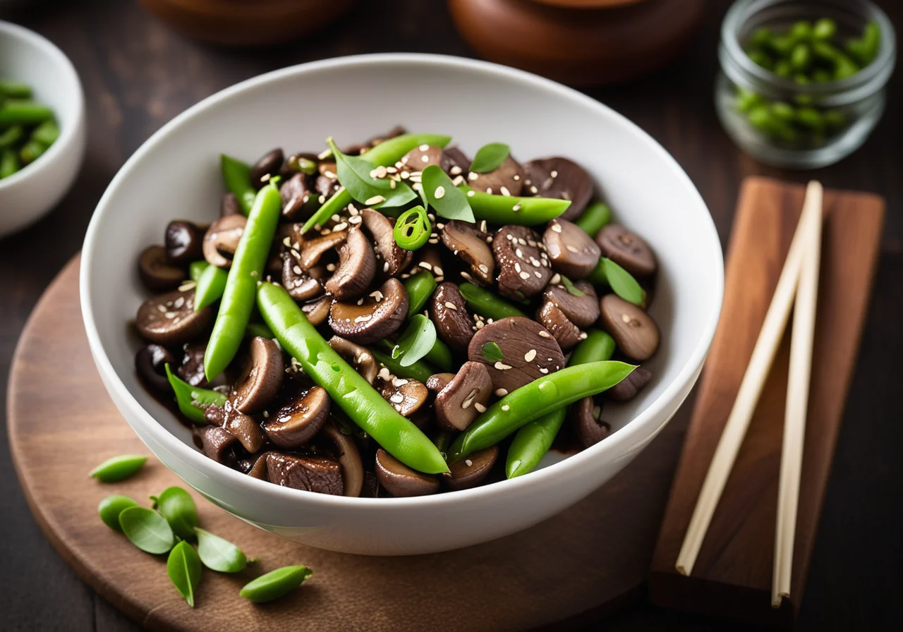 Beef and Mushroom Stir‑Fry with Rice