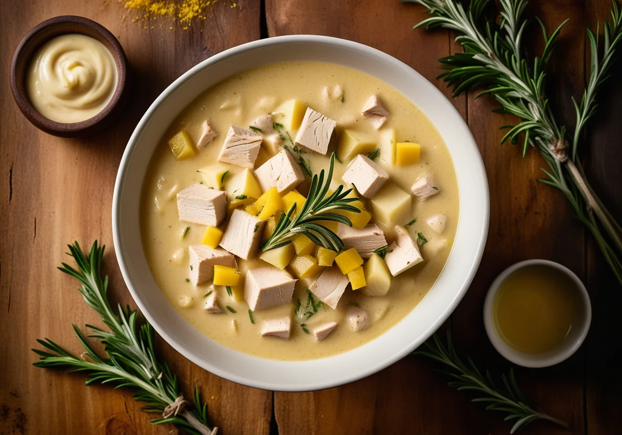 Chicken Soup with Artichokes and Potatoes with Saffron Mayonnaise