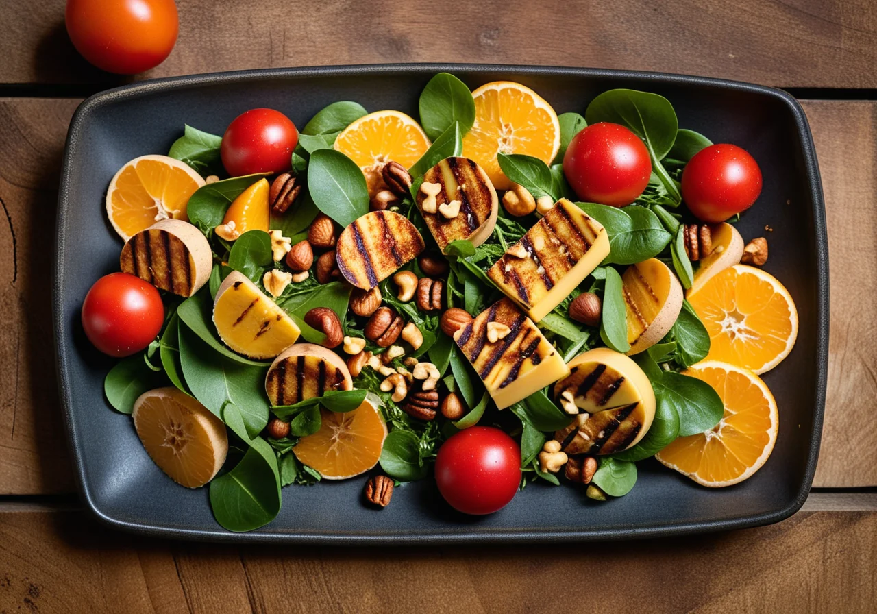 Colorful Salad with Grilled Halloumi