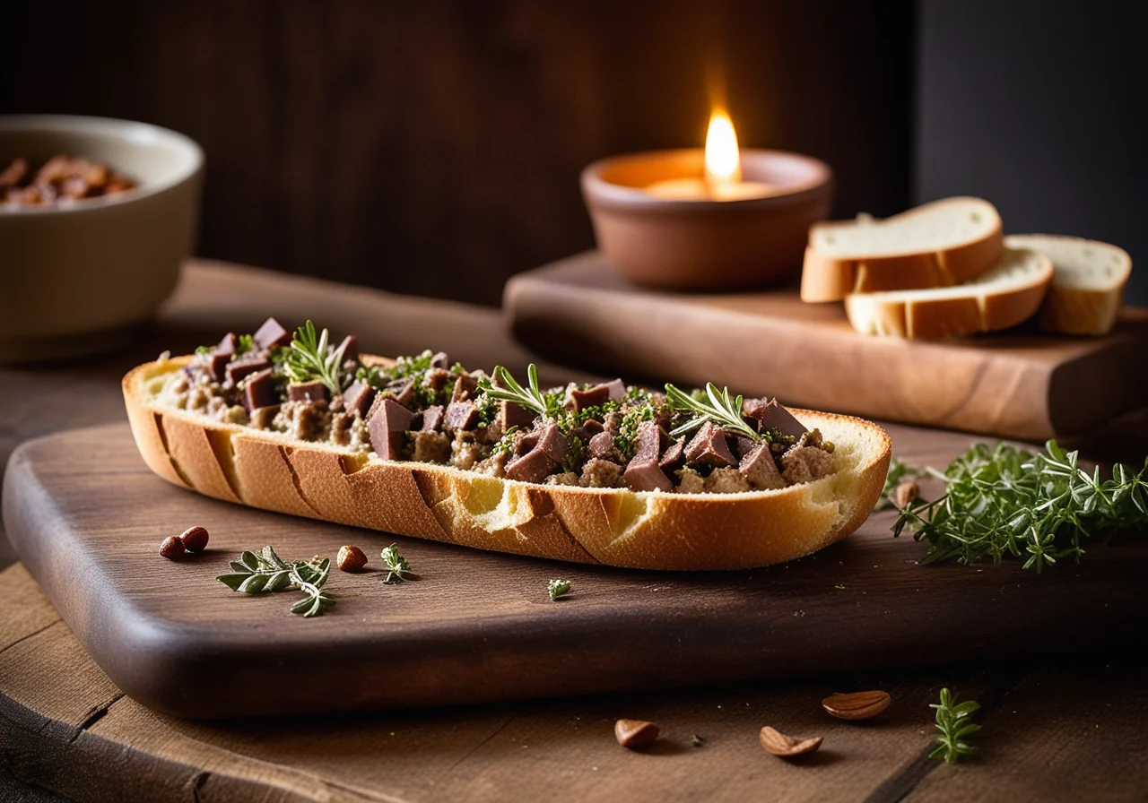Chicken Liver Pâté with Chestnuts on Toasted Bread