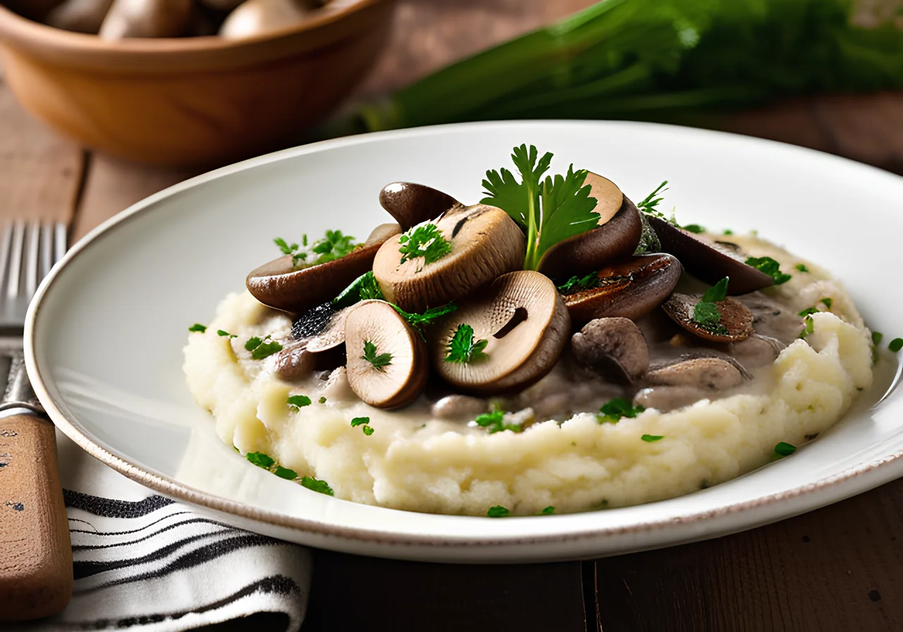 Mushroom Ragout with Leek and Mashed Potatoes