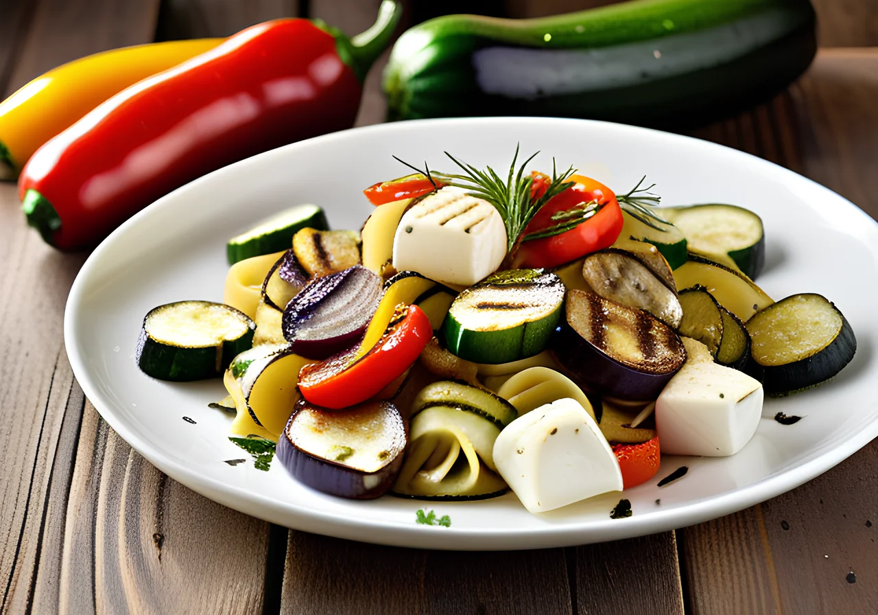 Pasta with Vegetables and Mozzarella