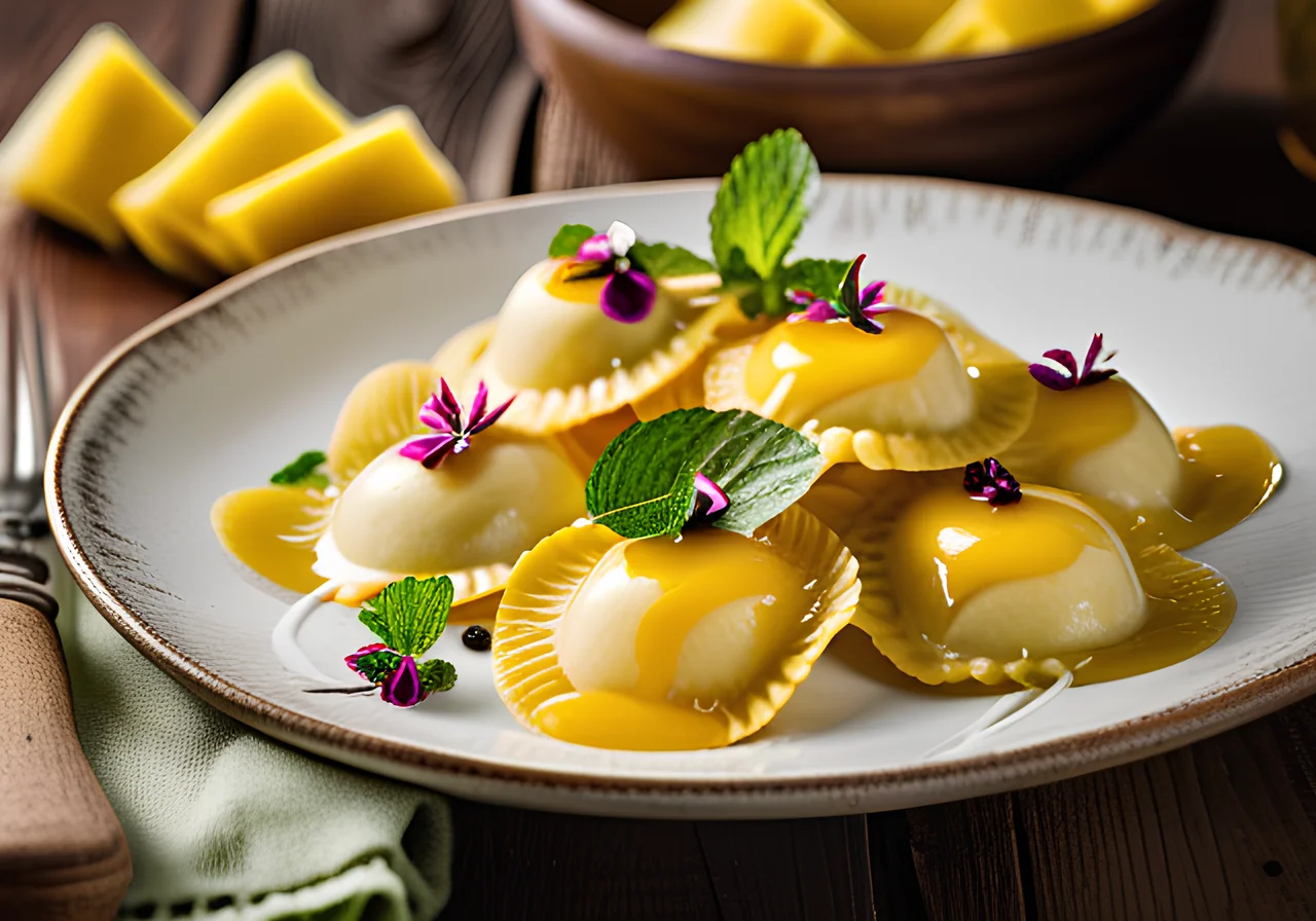 Sweet Ravioli with Pineapple and Passion Fruit Sauce