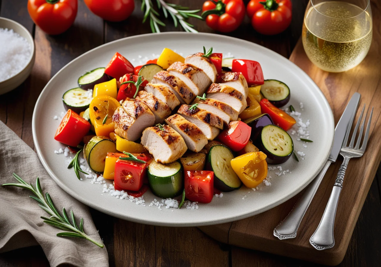 Rosemary Chicken Fillets with Zucchini-Paprika Vegetables