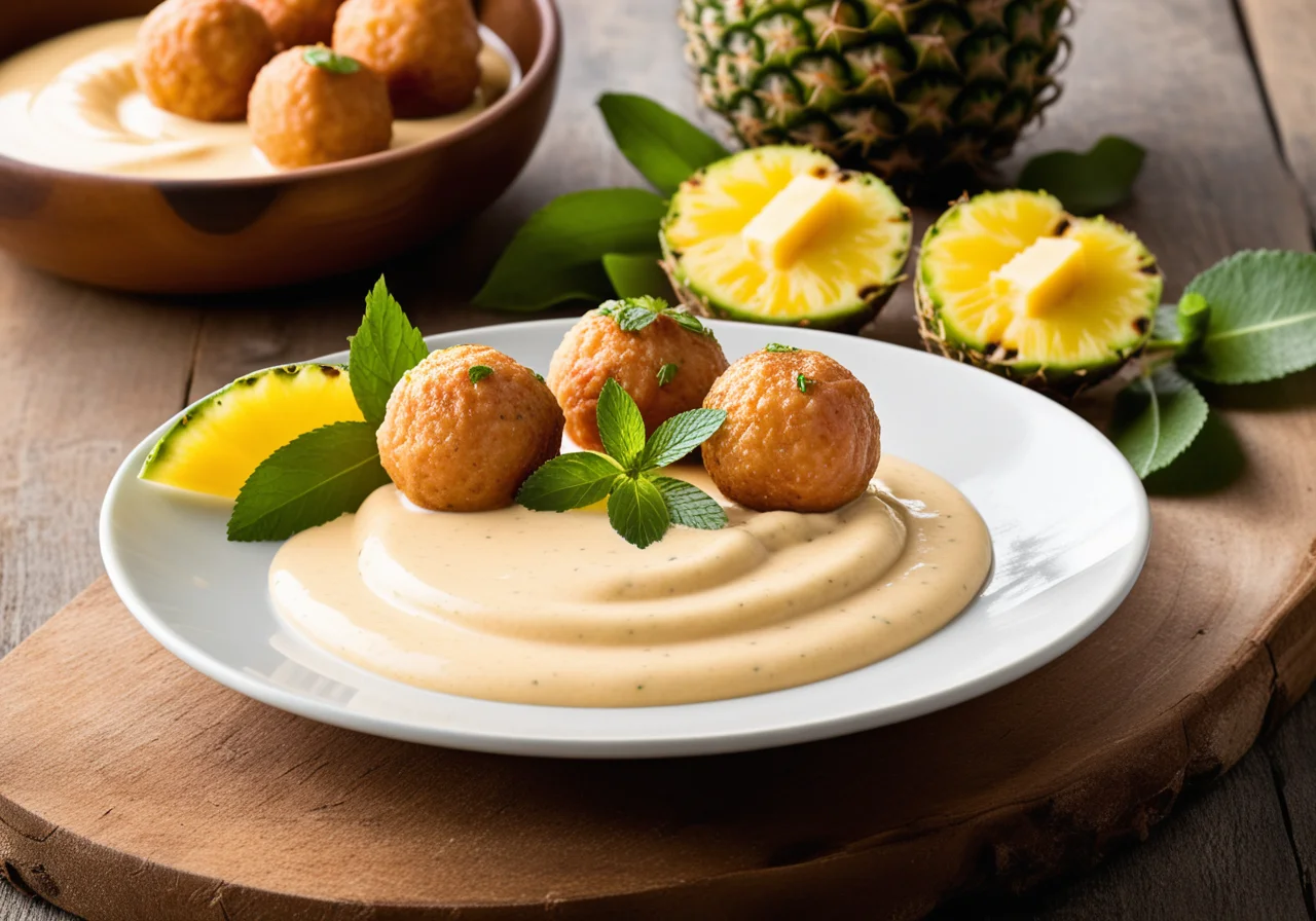 Salmon Balls with Pineapple Dip