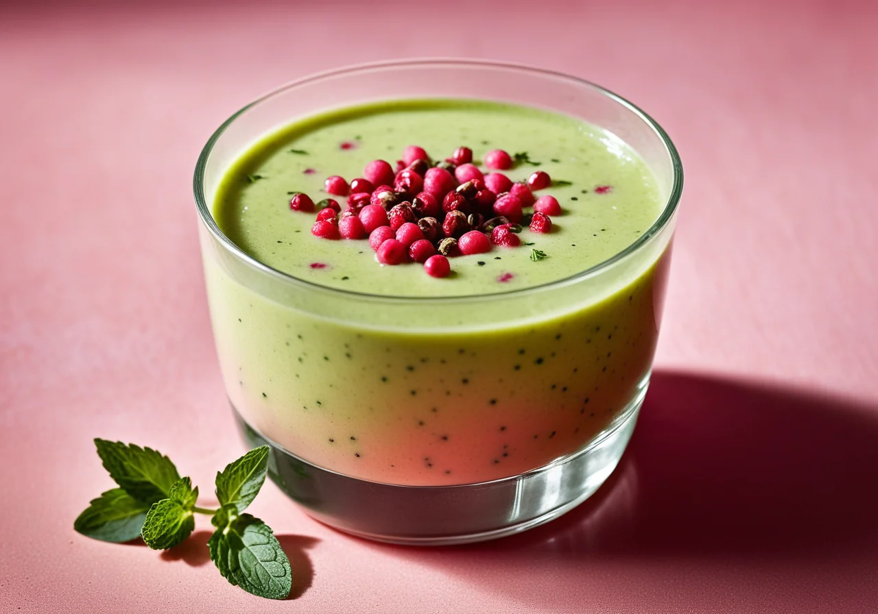 Pea Gazpacho with Asparagus and Pink Peppercorns