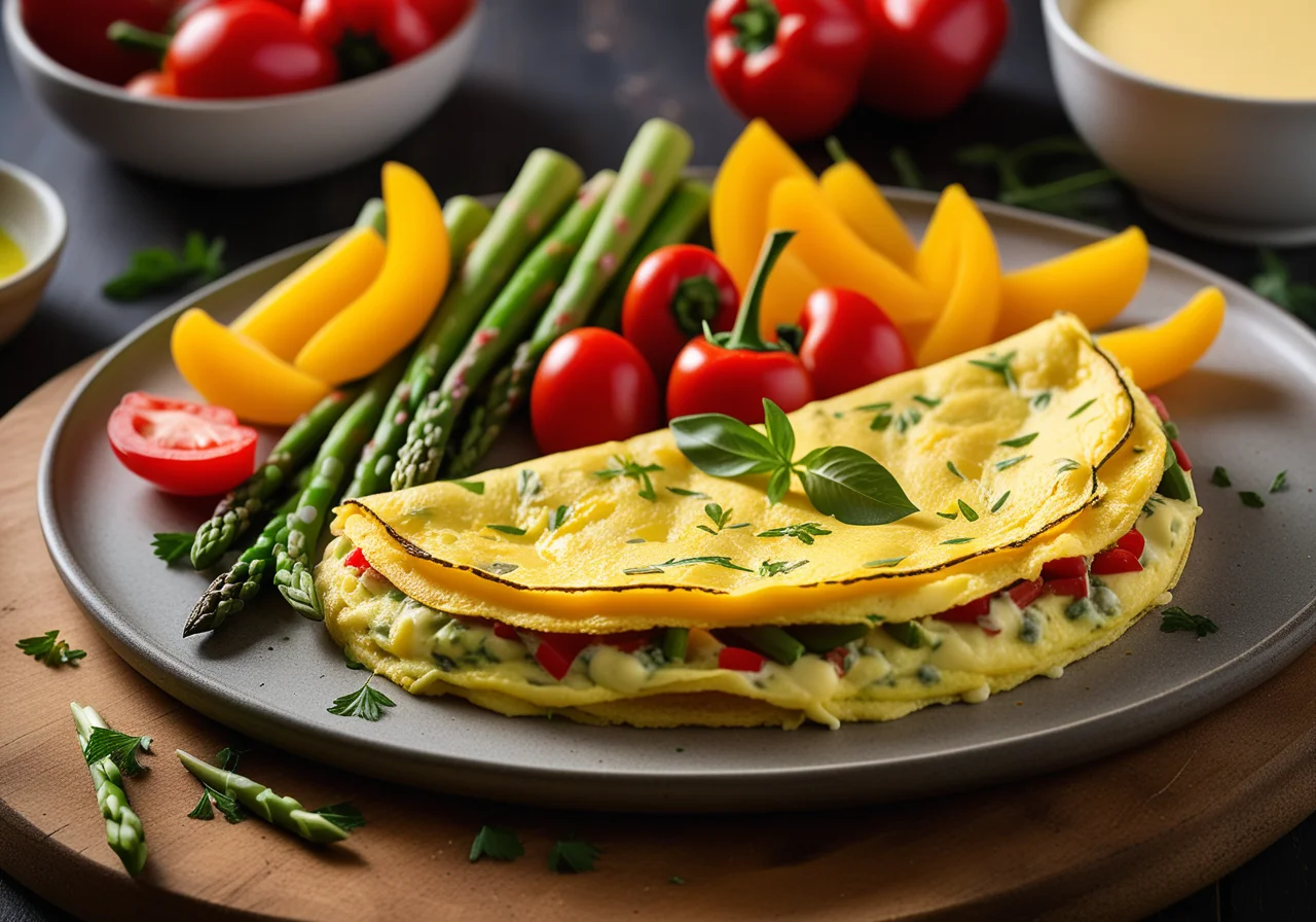 Vegetable Omelette with Asparagus and Bell Peppers