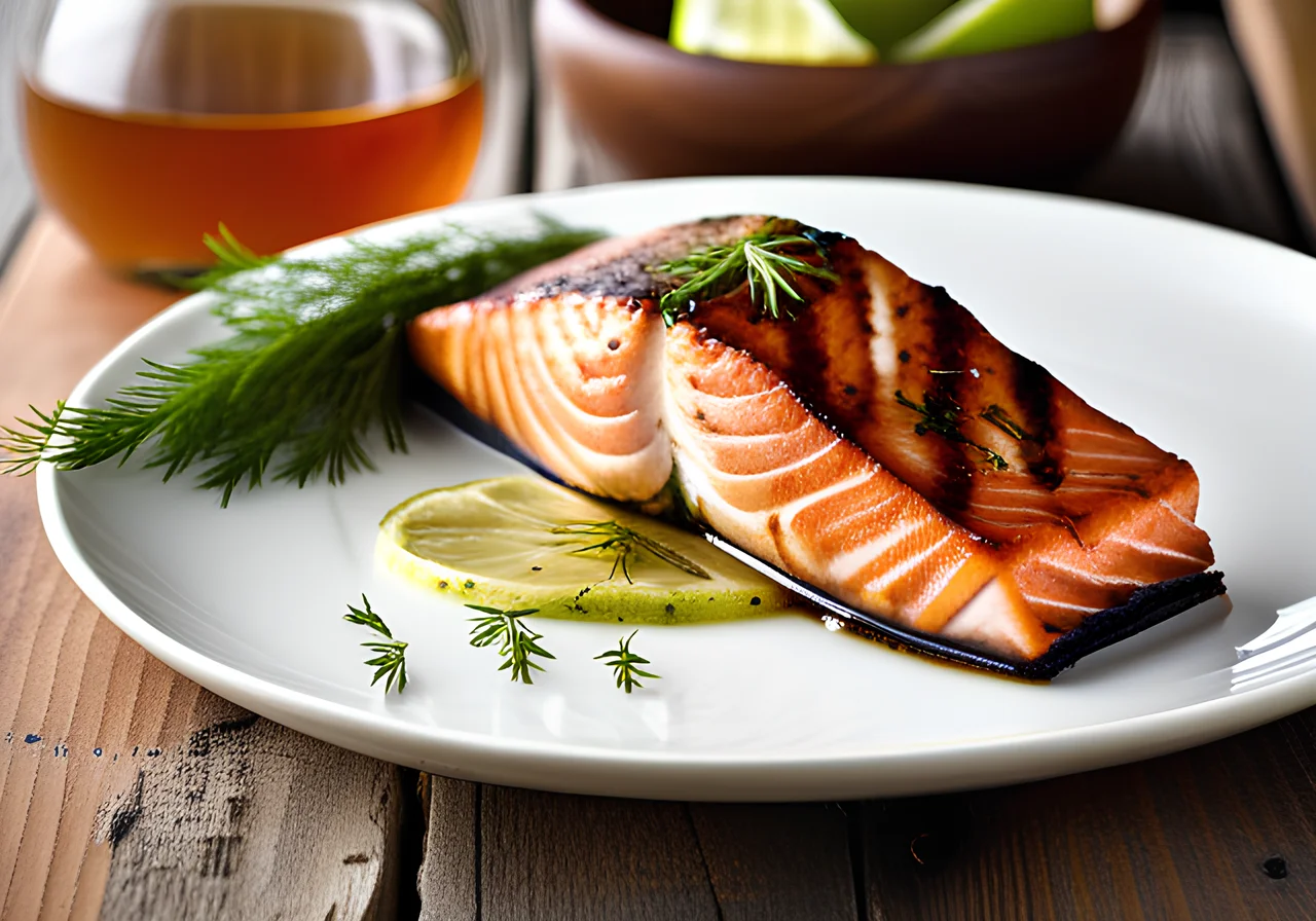 Grilled Salmon on Cedar Wood