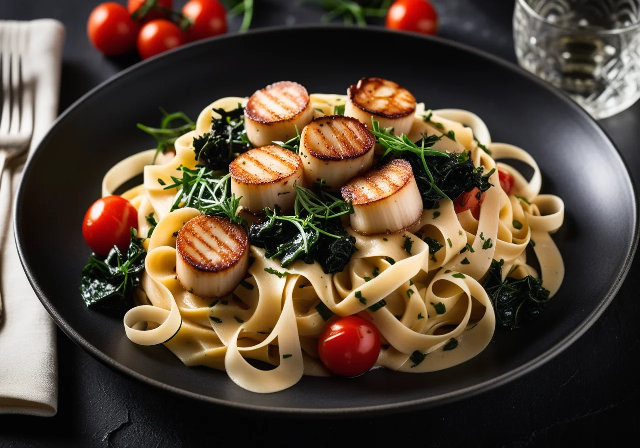 Pasta with Scallops and Sausage