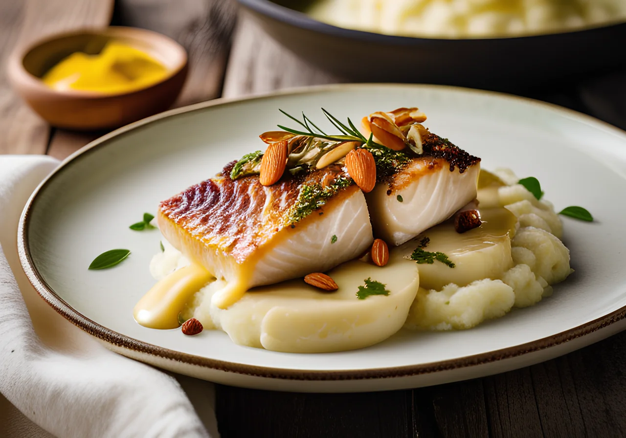 Cod with Mustard Sauce and Mashed Potatoes