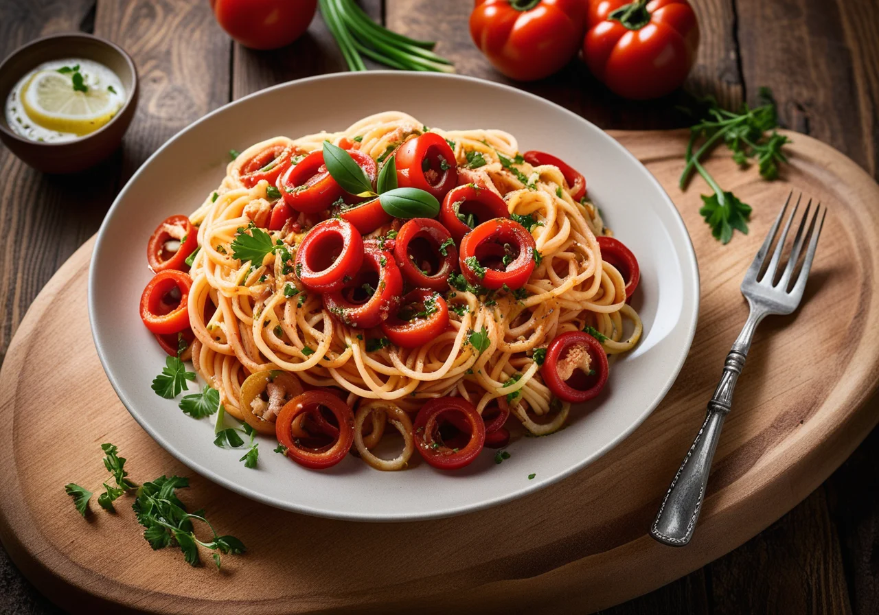 Paprika-Spaghetti Frutti di Mare