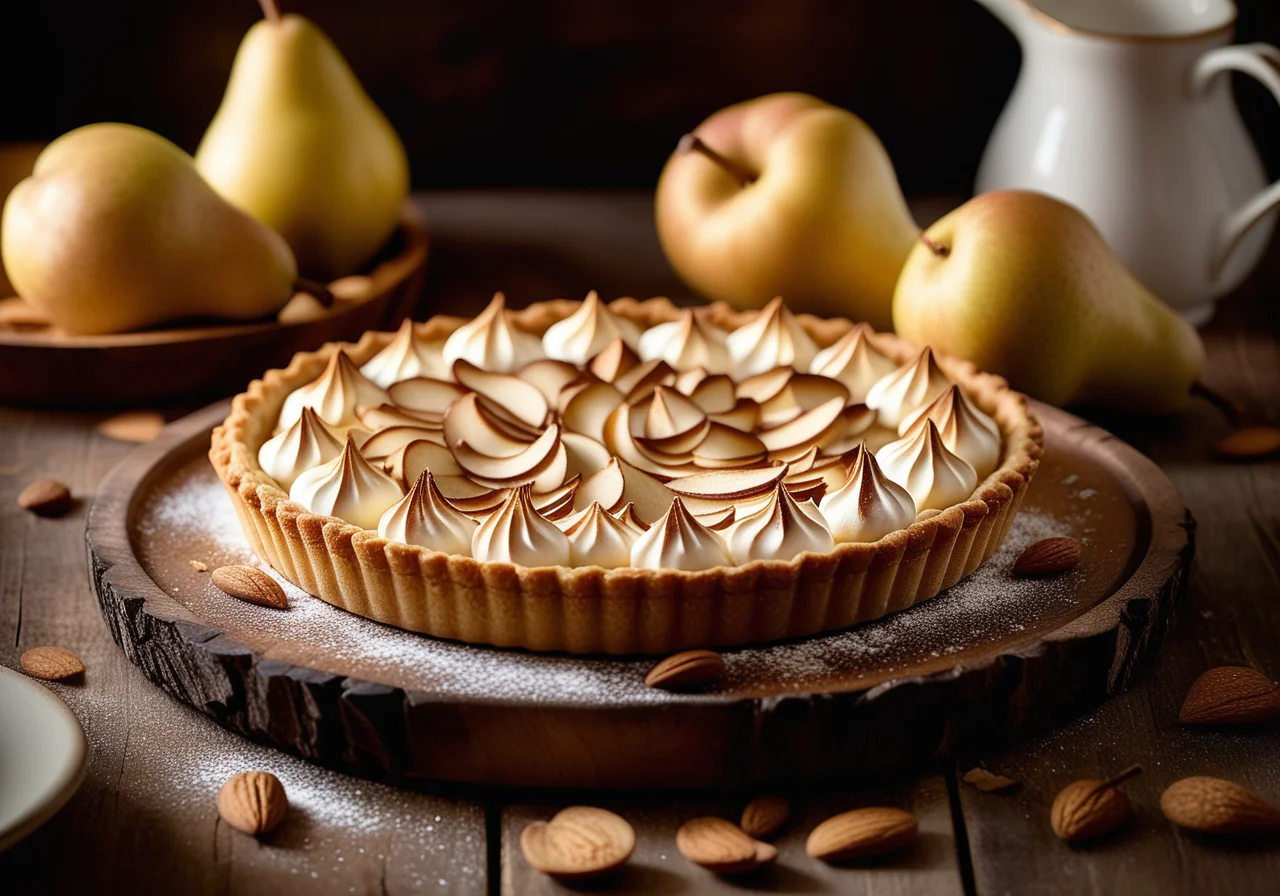 Pear Cake with Meringue Cap