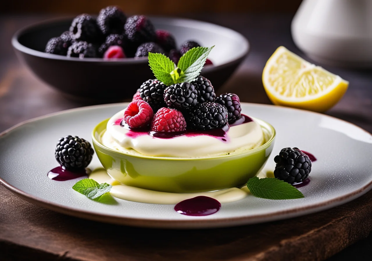 Kiwi-Blackberry Purée with Ricotta