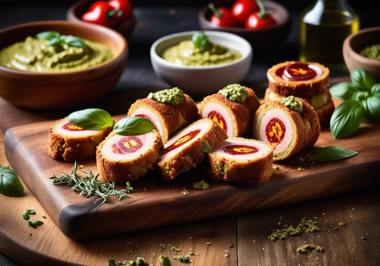 Schnitzel Röllchen with Pesto or Spicy Salami