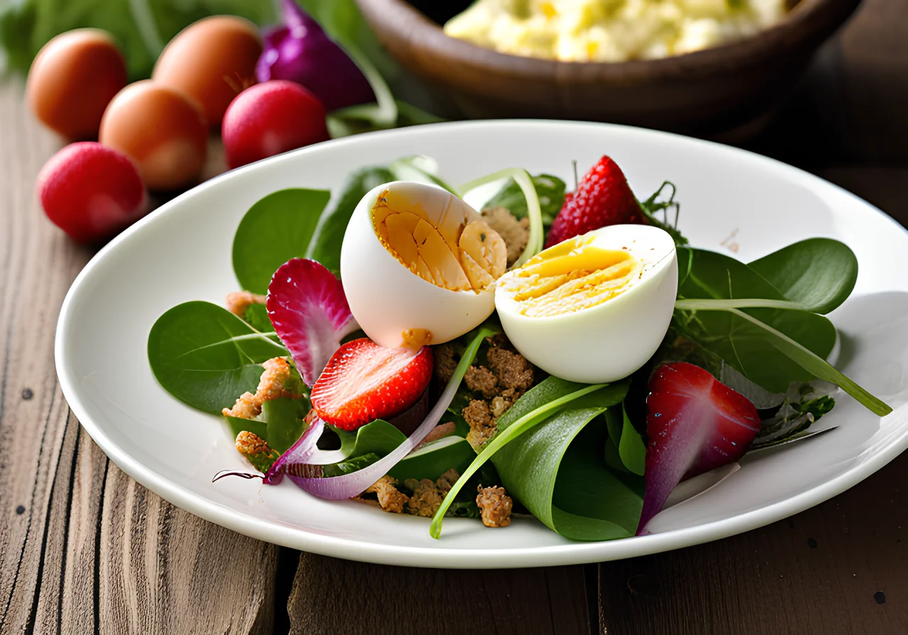 Egg, Shrimp, and Strawberry Salad