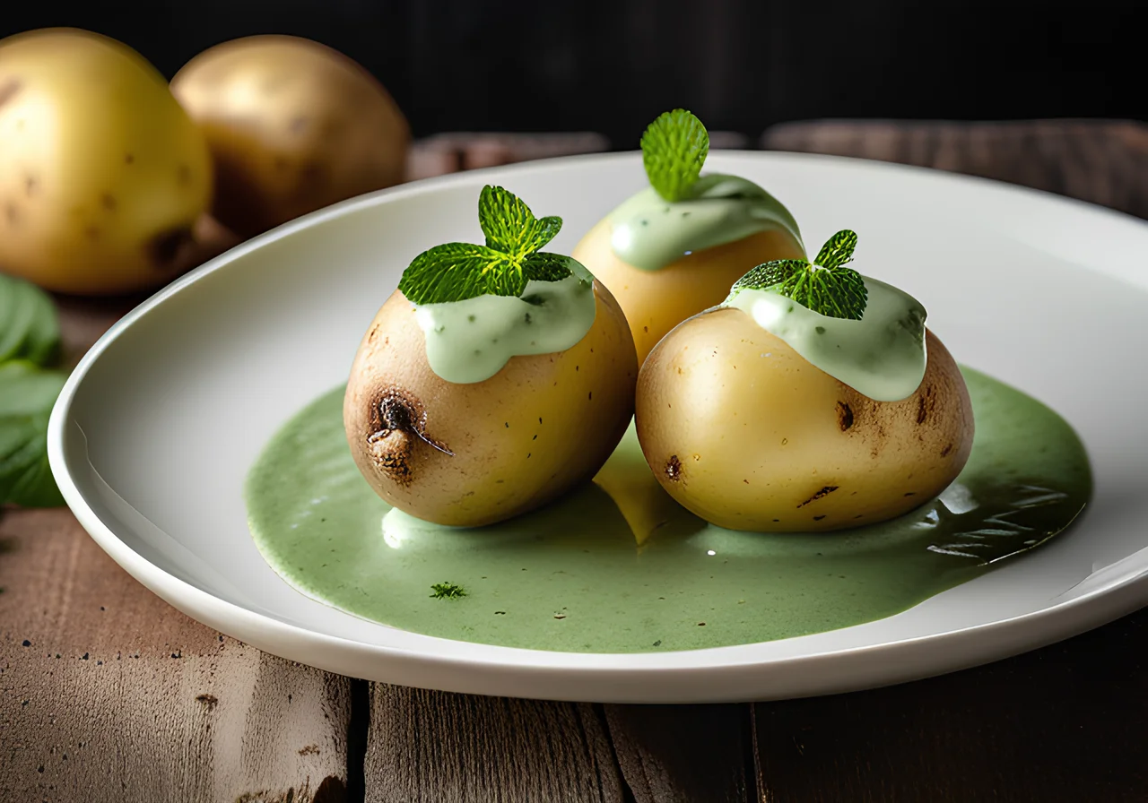 Boiled Potatoes with Mint Lime Quark